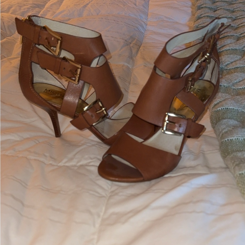 Brown Leather Strappy Heels